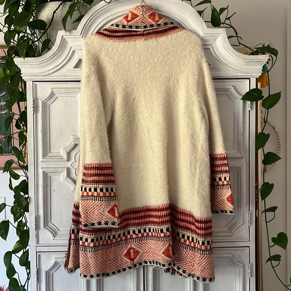 Maxsport Ivory Orange  Aztec Tribal Cardigan Women’s Sweater Size Large. - Picture 4 of 9